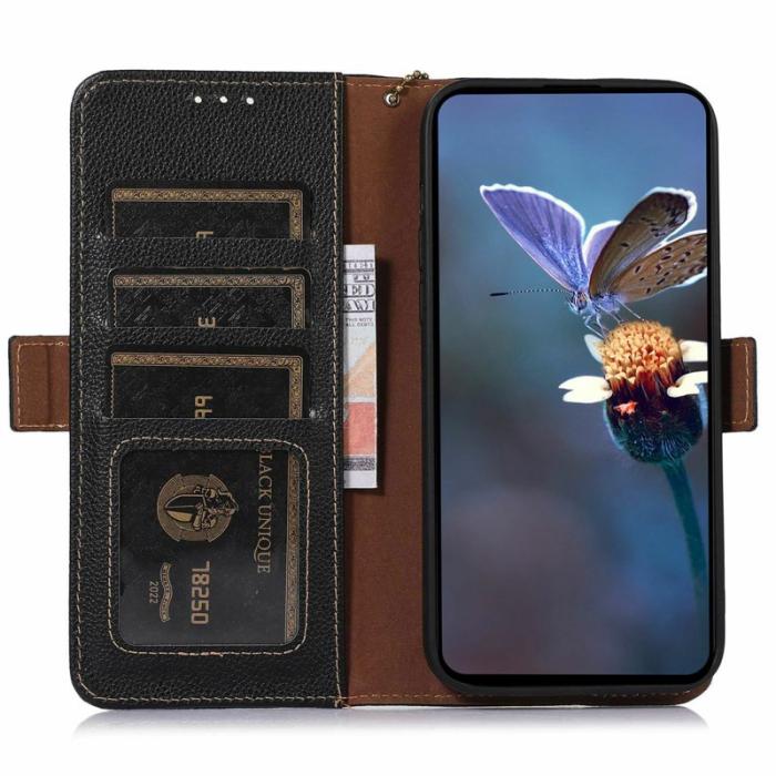 OEM - Mobilfodral för Samsung Galaxy S26 Plus Äkta läder RFID - Svart