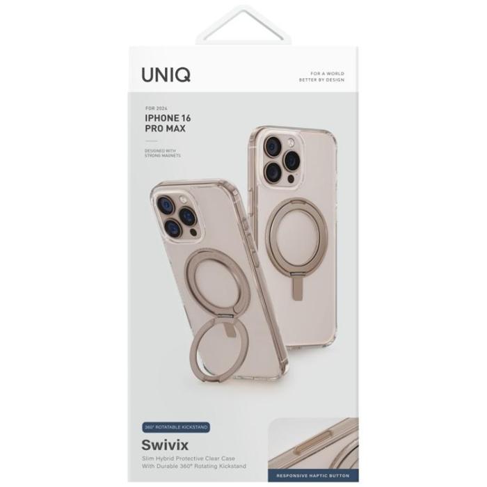 UNIQ - UNIQ iPhone 16 Pro Max Mobilskal Swivix 360 Kickstand - Guld