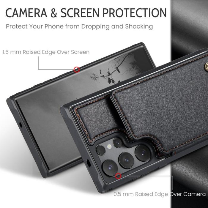 Caseme - CaseMe Mobilfodral för Samsung Galaxy S26 Ultra Konstläder RFID 5 kort - Svart
