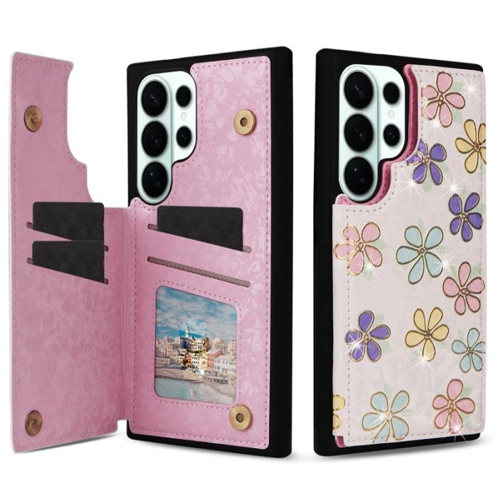 OEM - Mobilfodral för Samsung Galaxy S26 Ultra Konstläder RFID - Blommor
