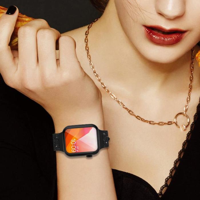 Kingxbar - Kingxbar Silicone Crystal Band Apple Watch 6 / 5 / 4 / 3 / 2 40mm / 38mm - Svart