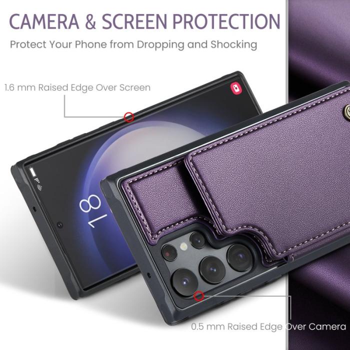 Caseme - CASEME C22 Mobilskal till Samsung Galaxy S23 Ultra Läder RFID Skydd Lila