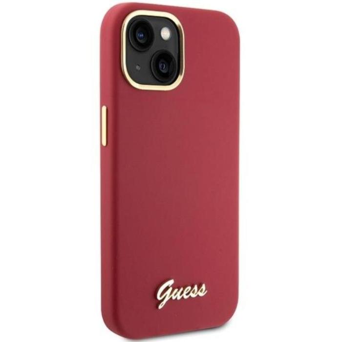 Guess - Guess iPhone 15 Mobilskal Silikon Script Metal Logo Frame