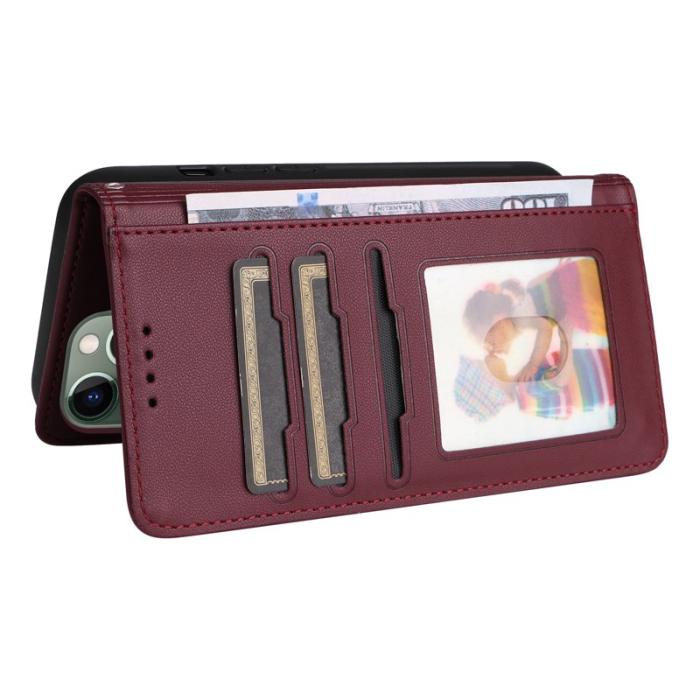 BETOPNICE - BETOPNICE iPhone 11 Pro Max Plånboksfodral - Detachable Konstläder- Vinröd