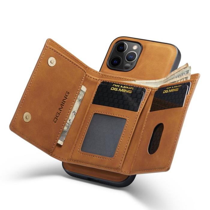 DG.MING - DG.MING M1 Series Plånboksfodral Konstläder TPU för iPhone 13 Pro - Brun