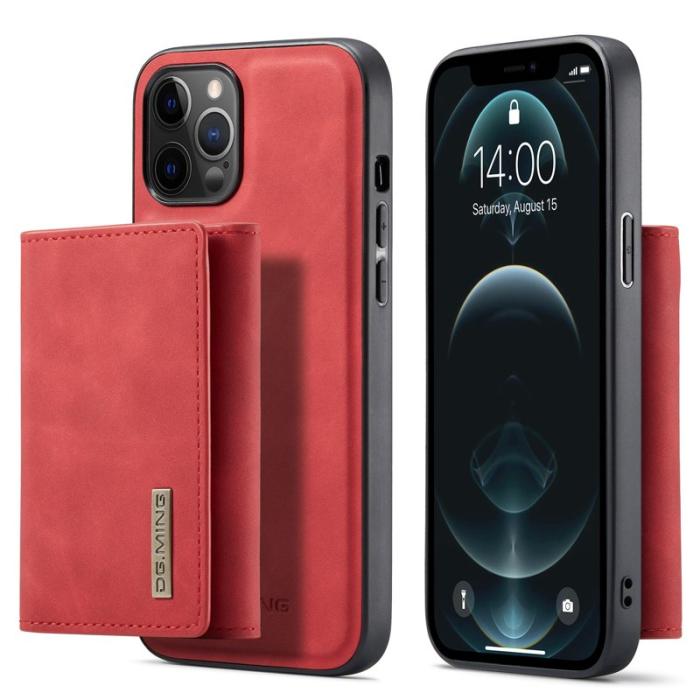 DG.MING - DG.MING M1 Series Plånboksfodral Konstläder TPU för iPhone 13 Pro - Röd