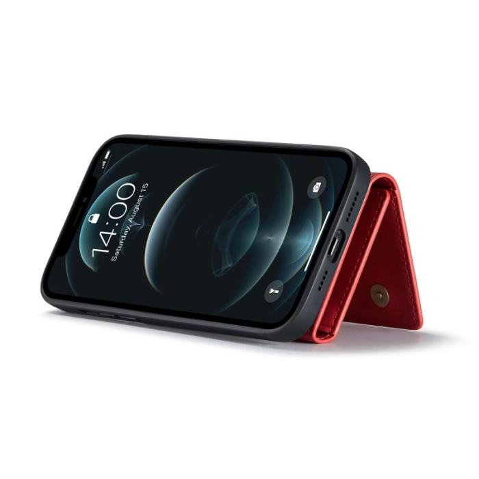 DG.MING - DG.MING M1 Series Plånboksfodral Konstläder TPU för iPhone 13 Pro - Röd