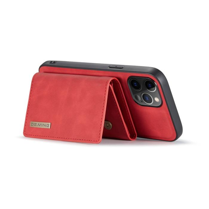 DG.MING - DG.MING M1 Series Plånboksfodral Konstläder TPU för iPhone 13 Pro - Röd