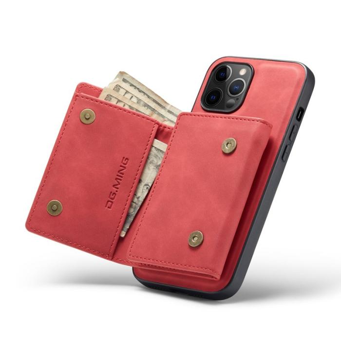 DG.MING - DG.MING M1 Series Plånboksfodral Konstläder TPU för iPhone 13 Pro - Röd