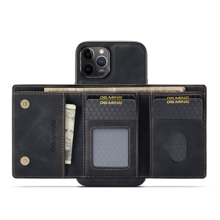 DG.MING - DG.MING M1 Series Plånboksfodral Konstläder TPU för iPhone 13 Pro - Svart