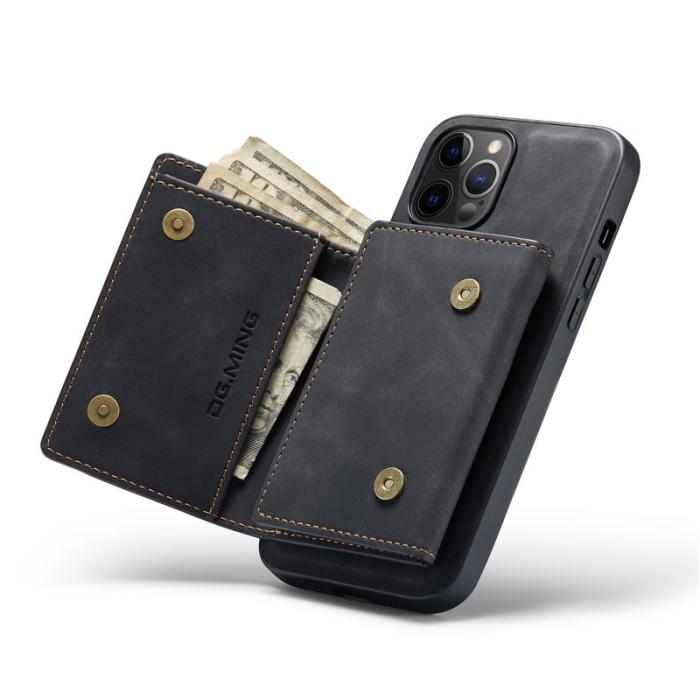 DG.MING - DG.MING M1 Series Plånboksfodral Konstläder TPU för iPhone 13 Pro - Svart