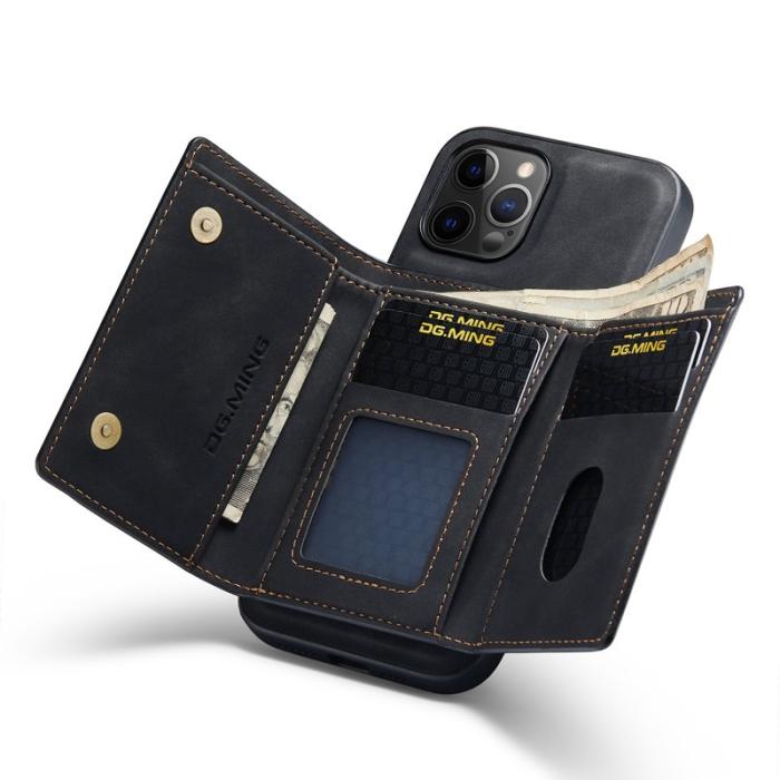 DG.MING - DG.MING M1 Series Plånboksfodral Konstläder TPU för iPhone 13 Pro - Svart