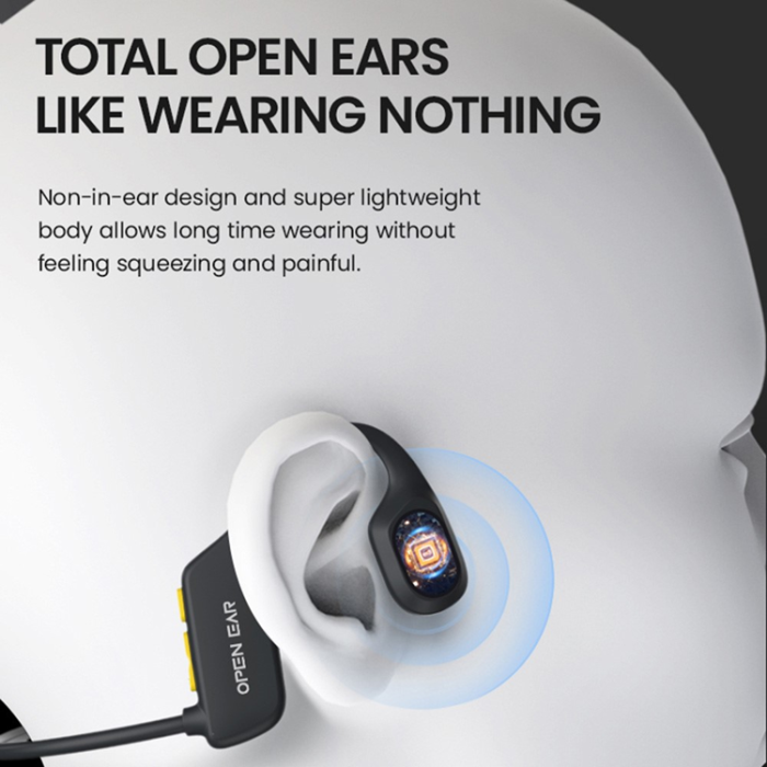 A-One Brand - Vattentäta Open-Ear Hörlurar Bluetooth med 8GB Minne för Simning Bone X2