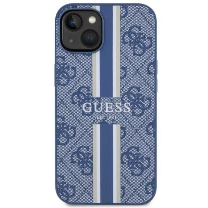 Guess - Guess iPhone 14 Plus Mobilskal MagSafe Printed Stripes Blå