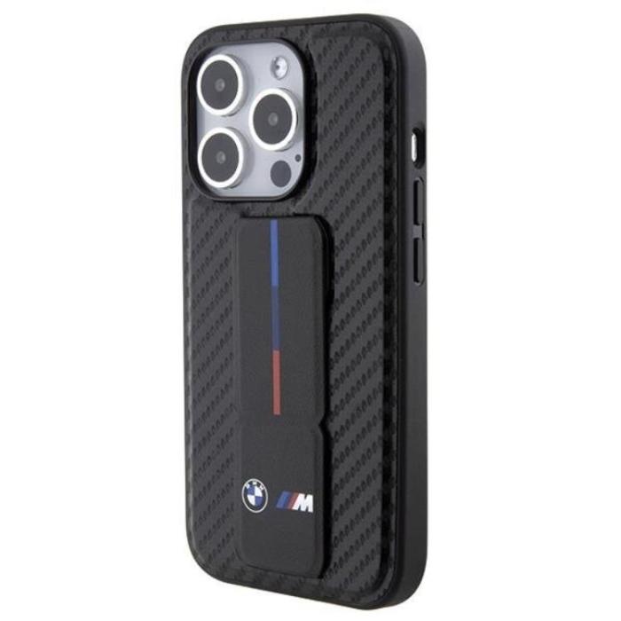 BMW - BMW iPhone 15 Pro Mobilskal Grip Stand Smooth & Carbon - Svart