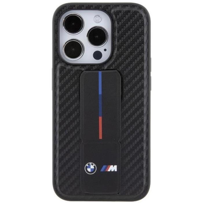 BMW - BMW iPhone 15 Pro Mobilskal Grip Stand Smooth & Carbon - Svart