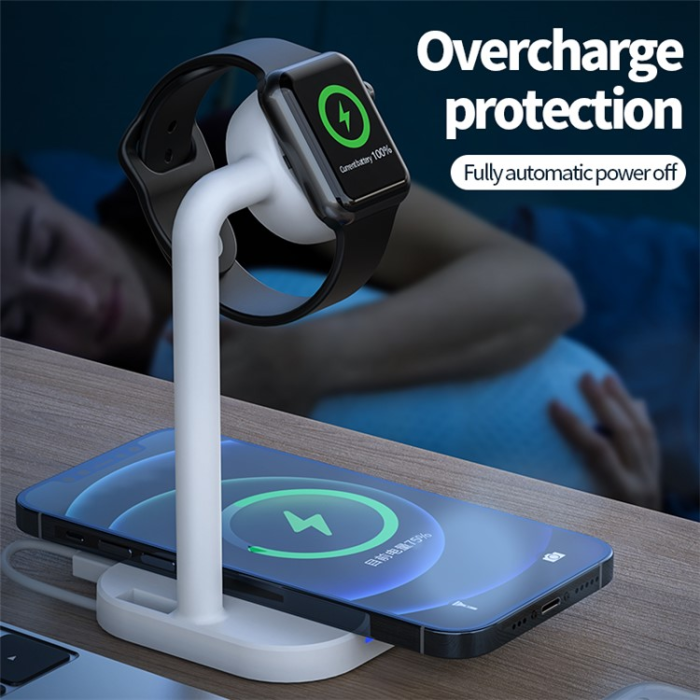 OEM - 2in1 MagSafe Trådlös Laddare iPhone, Apple Watch - Svart