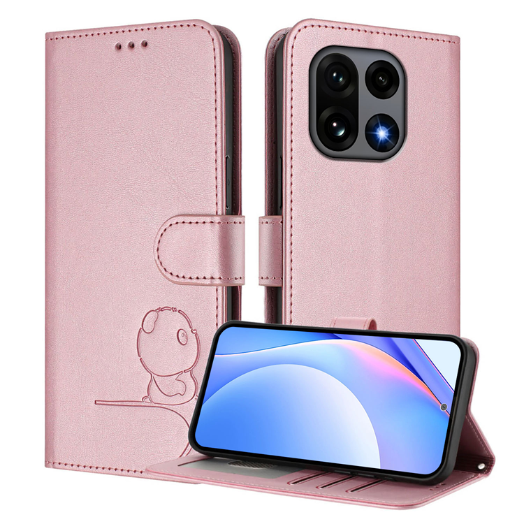 OnePlus 15 Konstläder Plånboksfodral Panda Imprint RFID-Skydd (Rosa) | 2353 | AlltMobil