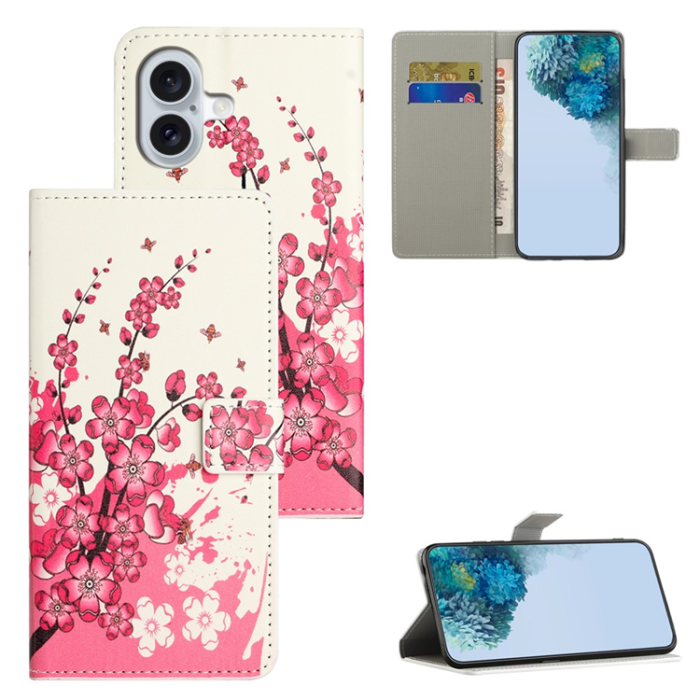 A-One Brand - iPhone 17 Plånboksfodral Pattern Print - Plum Blossom