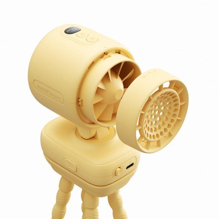 Jisulife - Jisulife Mini Barnefläkt 5000 mAh för Barnvagn med Tripod Fan 4 - Gul