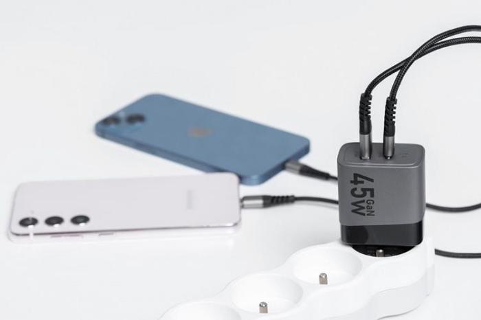 Forcell - Forcell F-Energy Väggladdare GaN 45W 1xUSB-C 1xUSB-A 4A PD QC 4.0