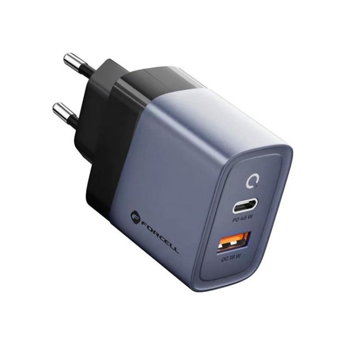 Forcell - Forcell F-Energy Väggladdare GaN 45W 1xUSB-C 1xUSB-A 4A PD QC 4.0