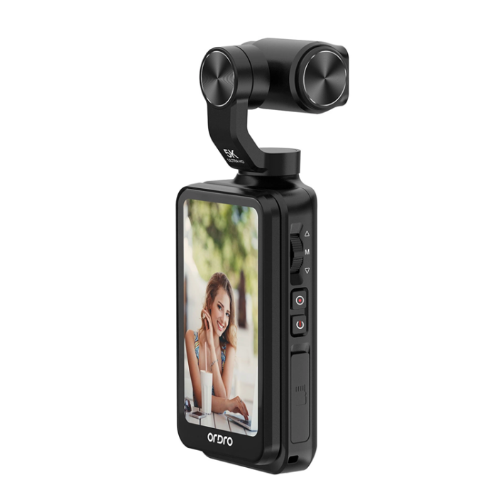 Ordro - Ordro 3-Axis Gimbalkamera 5K, för Vloggning och YouTube Pocket M5 - Svart