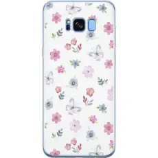 Gustaf - Mobilskal till Samsung Galaxy S8+ med Blommor och fj&auml;rillar