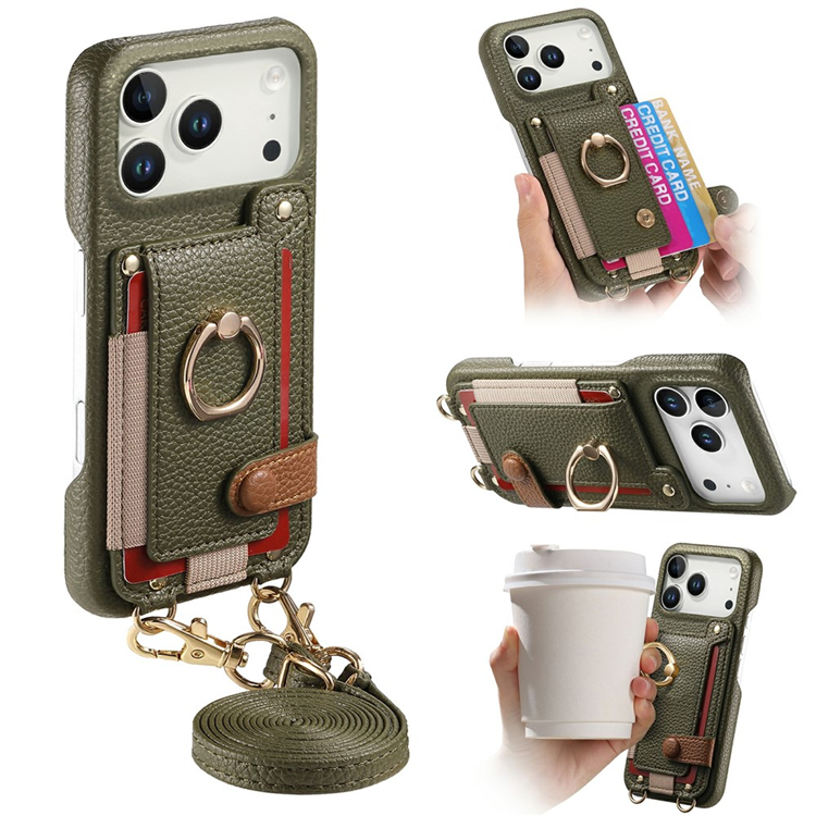 Mobilskal till iPhone 17 Pro med Korthållare Ring Kickstand - Grön (Midnight Grön) | 2353 | AlltMobil