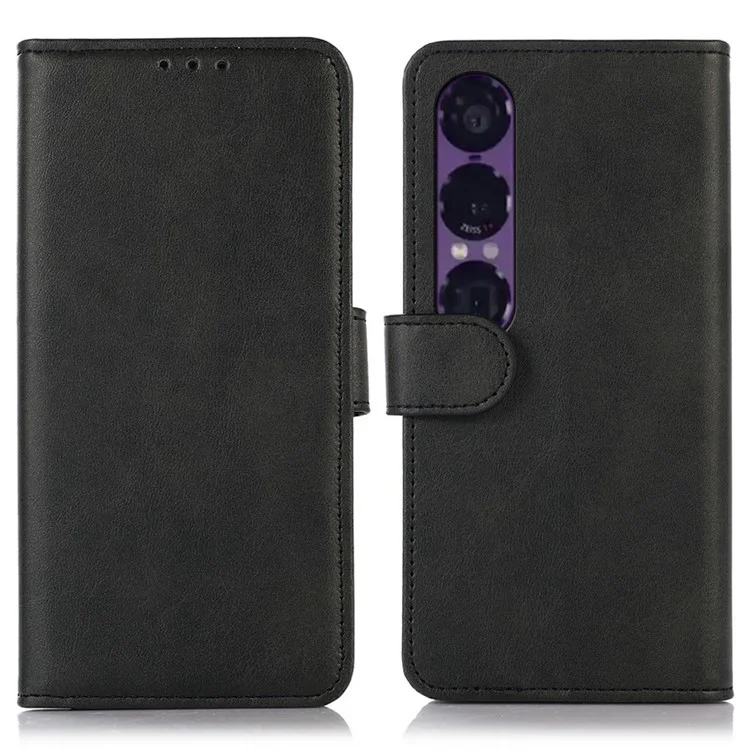 Sony Xperia 1 VII Plånboksfodral Cowhide Texture Läder - Svart | 2353 | AlltMobil
