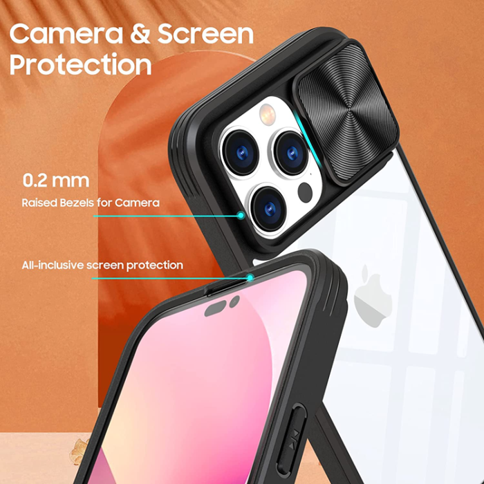 OEM - iPhone 11 Pro Max Mobilskal 360 Kamera Slider - Svart