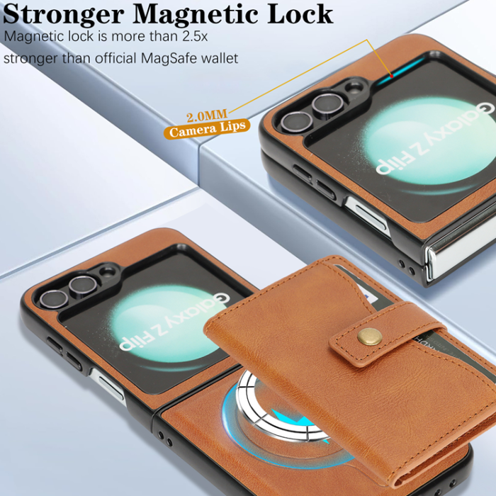 A-One Brand - Galaxy Z Flip 6 Mobilskal MagSafe Detachable Korthållare Kickstand