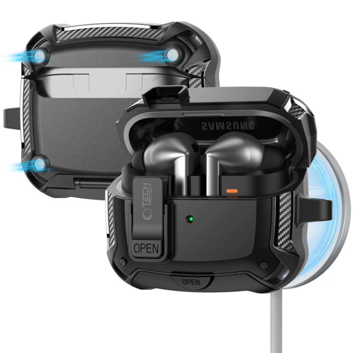 Tech-Protect - Tech-Protect Galaxy Buds 3/3 Pro Skal Magsafe Carbonox - Svart