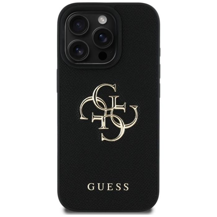 Guess - Guess iPhone 16 Pro Max Mobilskal Grained Big 4G Small Classic Logo - Svart