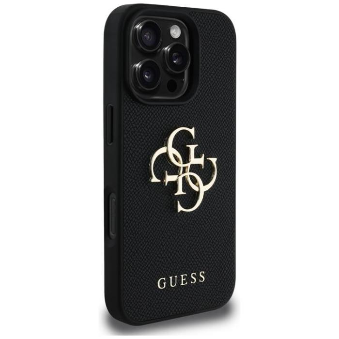 Guess - Guess iPhone 16 Pro Max Mobilskal Grained Big 4G Small Classic Logo - Svart