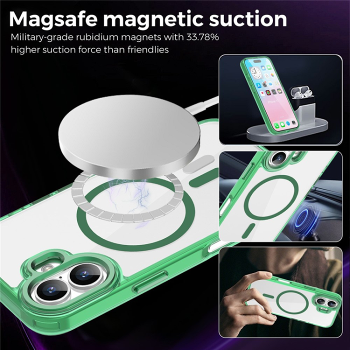 A-One Brand - iPhone 17 Mobilskal MagSafe TPU+PC Transparent - Grön