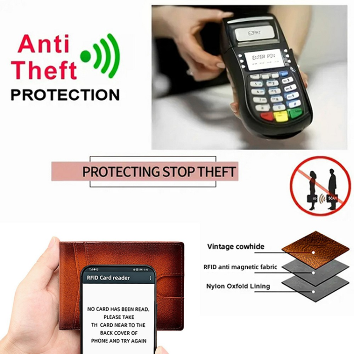 BANYANU - BANYANU Plånbok för Herrar Äkta Läder RFID Blocking N2039M