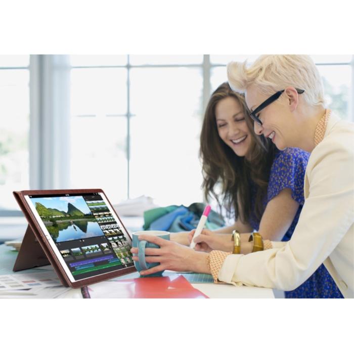 UTGATT5 - Qialino Äkta Läder Dual Kick-Stand Fodral till Apple iPad Pro - Brun