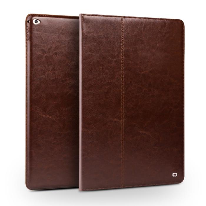 UTGATT5 - Qialino Äkta Läder Dual Kick-Stand Fodral till Apple iPad Pro - Brun