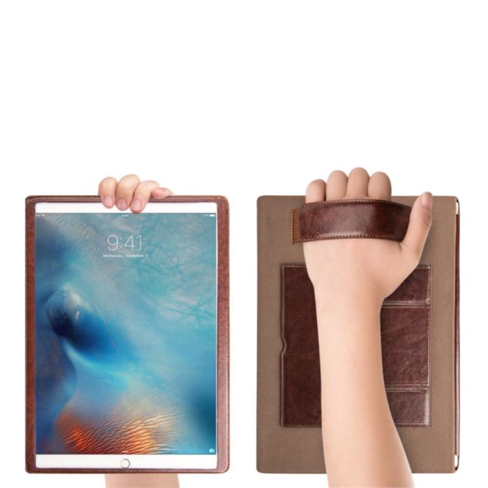 UTGATT5 - Qialino Äkta Läder Dual Kick-Stand Fodral till Apple iPad Pro - Brun