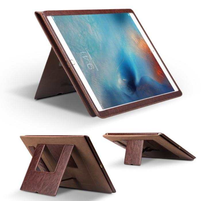 UTGATT5 - Qialino Äkta Läder Dual Kick-Stand Fodral till Apple iPad Pro - Brun