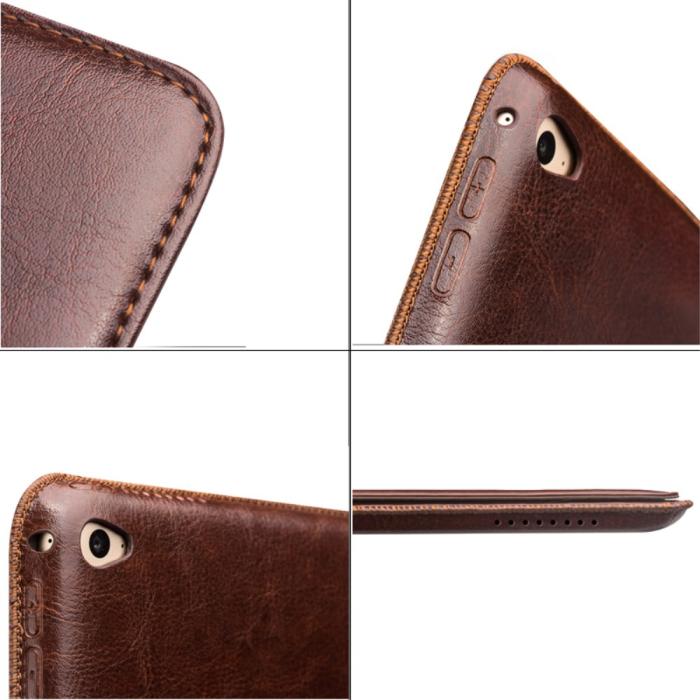 UTGATT5 - Qialino Äkta Läder Dual Kick-Stand Fodral till Apple iPad Pro - Brun