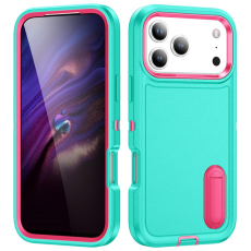A-One Brand - iPhone 17 Pro Max Mobilskal Kickstand Silikon - Ljusgrön/Rosa