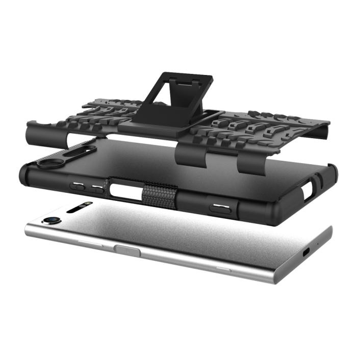 UTGATT4 - Rugged Armor Kickstand Skal till Sony Xperia XZ1 - Svart