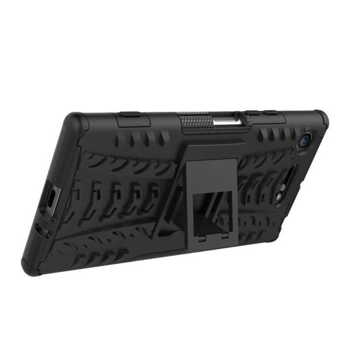 UTGATT4 - Rugged Armor Kickstand Skal till Sony Xperia XZ1 - Svart