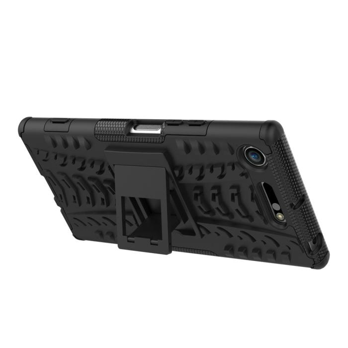 UTGATT4 - Rugged Armor Kickstand Skal till Sony Xperia XZ1 - Svart