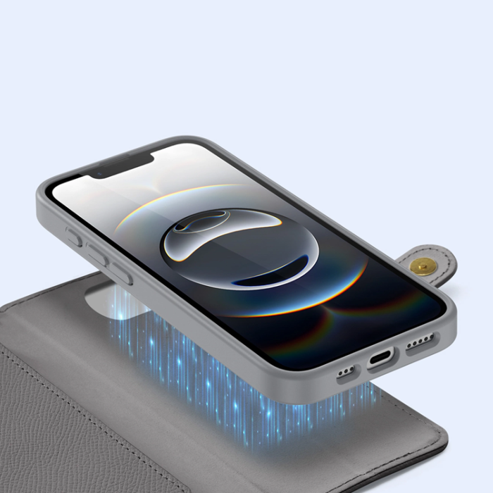 Dux Ducis - Dux Ducis iPhone 16e Plånboksfodral Lawa Läder - Grå