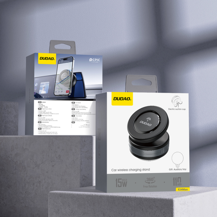 Dudao - Dudao MagSafe Bilhållare med 15W Trådlös laddare F24MAX - Svart