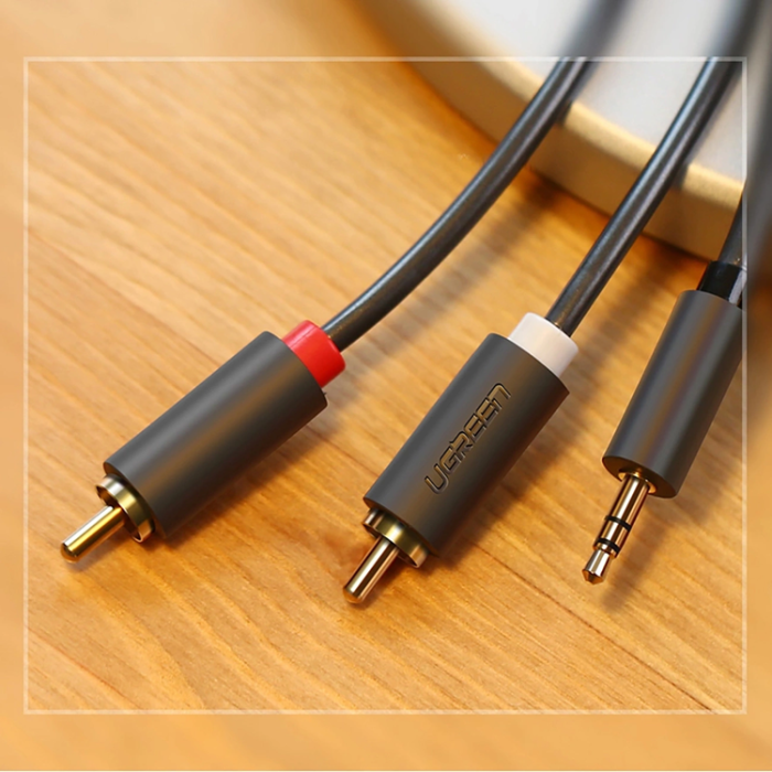 Ugreen - Ugreen Aux till 2xRCA 3m Kabel 3.5 mm mini jack - Grå