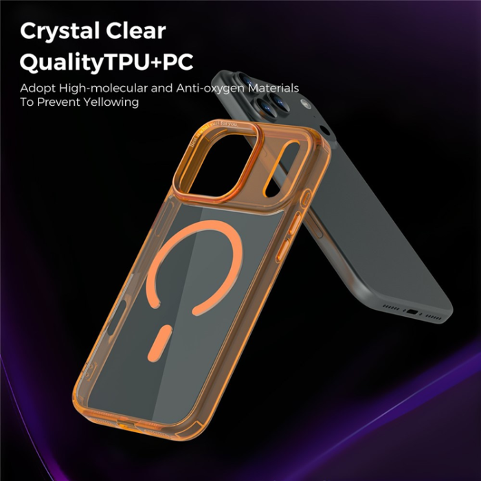 A-One Brand - iPhone 17 Pro Max Mobilskal MagSafe Transparent TPU+PC - Orange